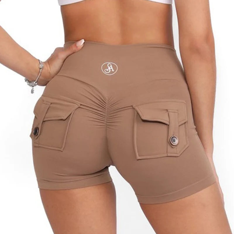 Scrunch Button Booty Yoga Shorts
